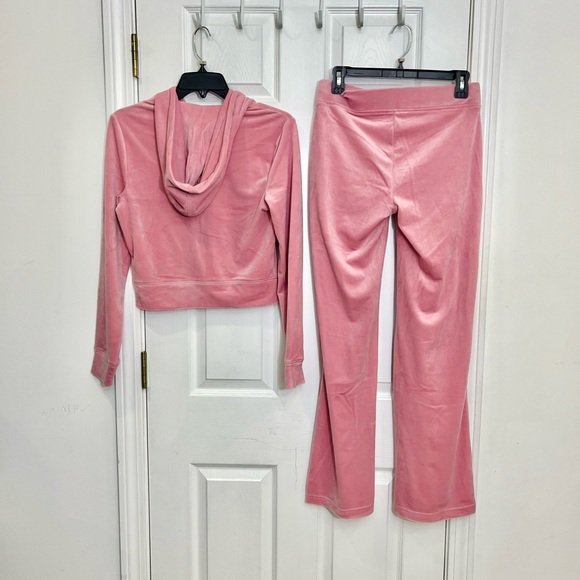 Juicy Couture Rose Bling Velour Tracksuit Hoodie & Pants Rhinestone NWT Size S - Picture 8 of 9